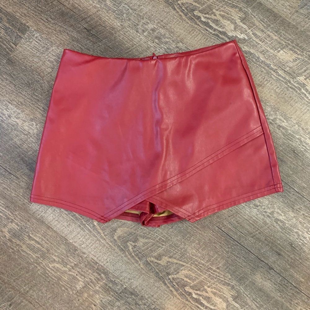 Faux Leather Skort